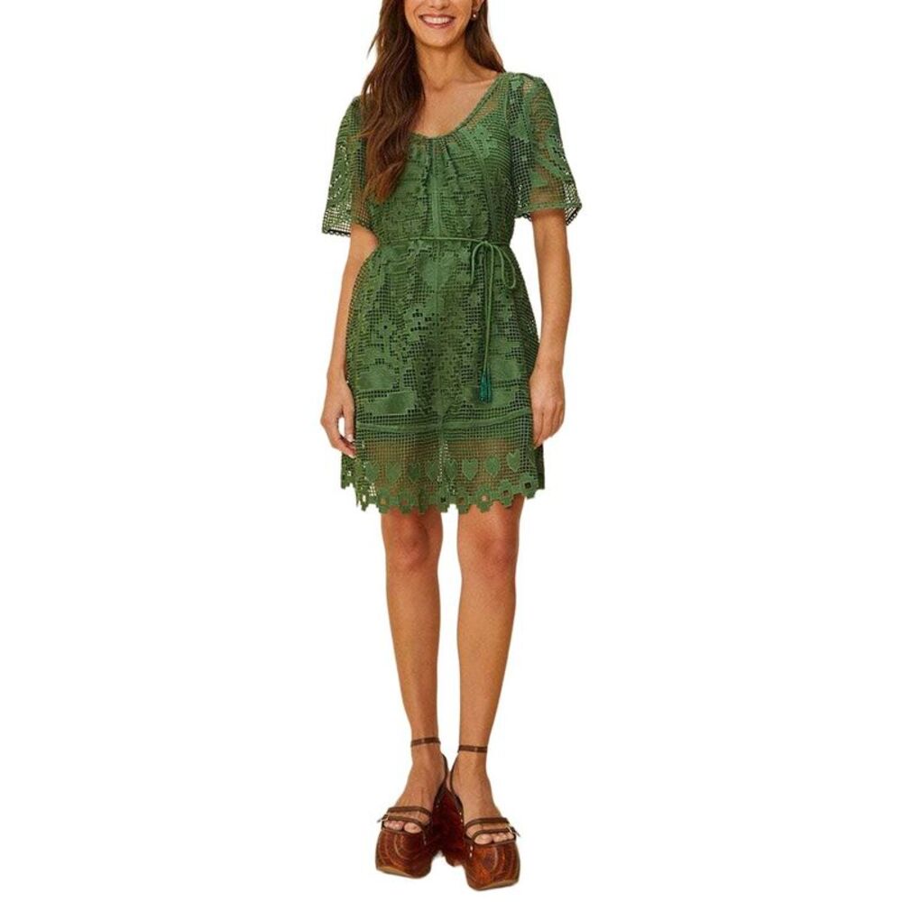 Farm Rio Womens Pineapple Guipure Green Mini Dress